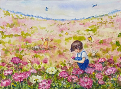 24TOSHIE-絵画-時のかけら-れんげ摘み-
